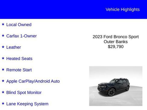 Certified 2023 Ford Bronco Sport Outer Banks AWD/4WD image 3