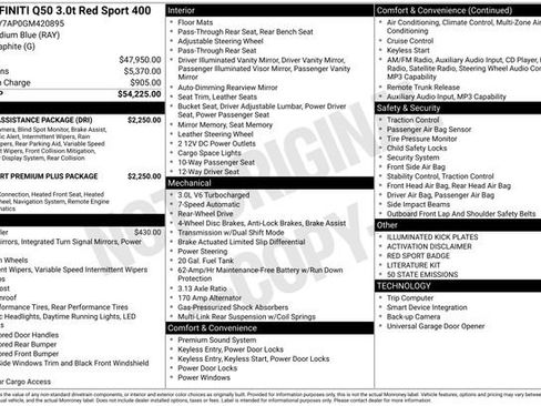 Used 2016 INFINITI Q50 Red Sport 400 image 4