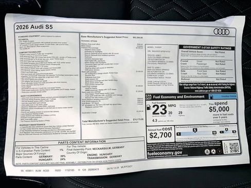 New 2026 Audi S5 Premium Plus AWD/4WD image 13