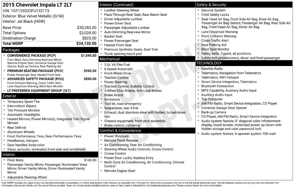 Used 2015 Chevrolet Impala LT w/ Convenience Package FWD image 11
