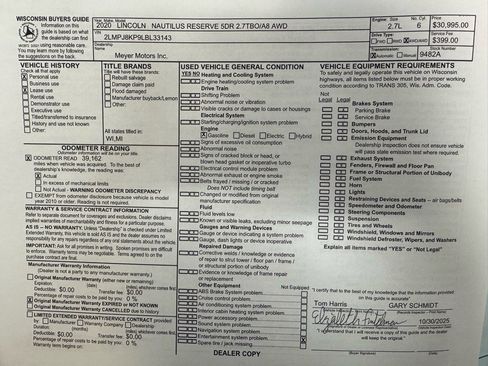 Used 2020 Lincoln Nautilus Reserve w/ Equipment Group 201A image 36