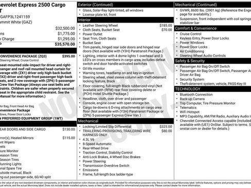 Used 2020 Chevrolet Express 2500 w/ Driver Convenience Package RWD image 4
