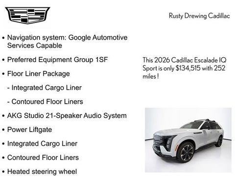 New 2026 Cadillac Escalade IQ Sport 1 w/ LPO, Floor Liner Package image 4