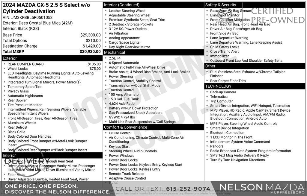 Certified 2024 MAZDA CX-5 AWD 2.5 S w/ Select Package image 2