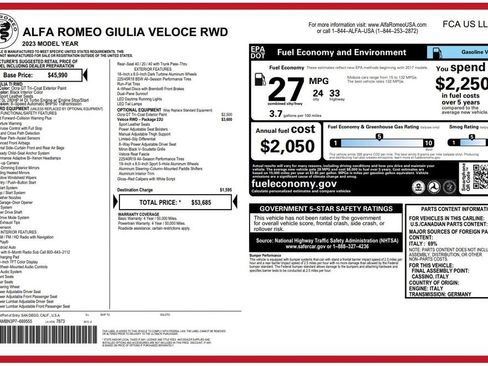 Used 2023 Alfa Romeo Giulia Veloce RWD image 3