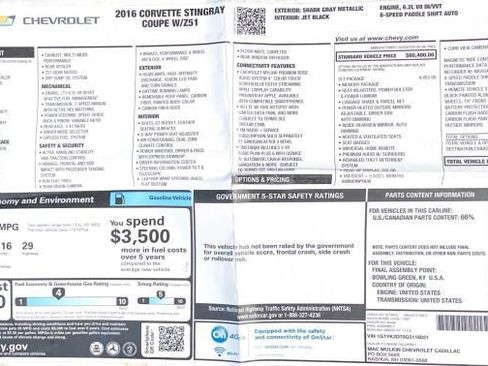 Used 2016 Chevrolet Corvette Stingray Coupe w/ 2LT Preferred Equipment Group RWD image 5