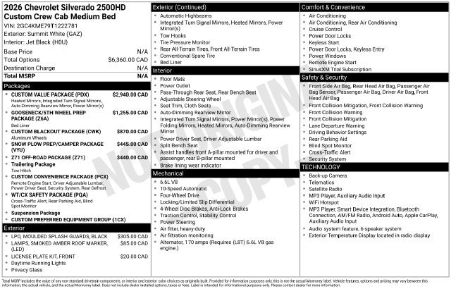 New 2026 Chevrolet Silverado 2500 Custom w/ Custom Value Package AWD/4WD image 25