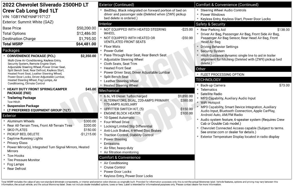 Used 2022 Chevrolet Silverado 2500 LT w/ Convenience Package AWD/4WD image 12