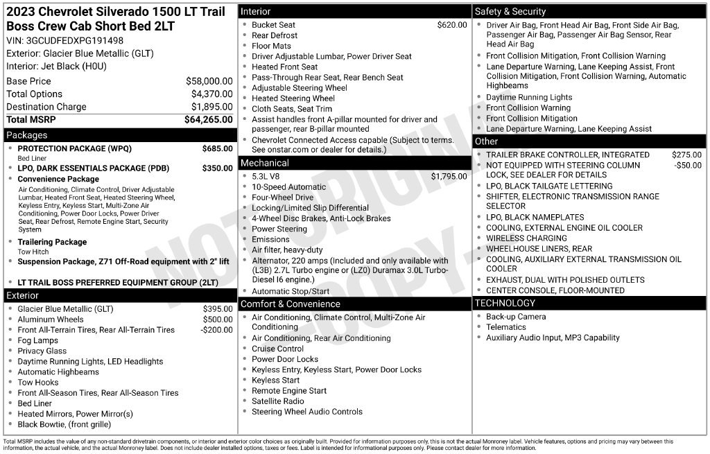 Certified 2023 Chevrolet Silverado 1500 LT Trail Boss w/ Protection Package AWD/4WD image 50