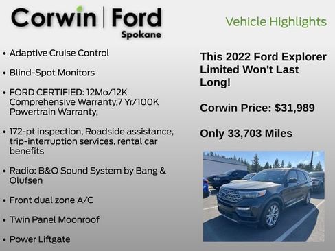 Used 2022 Ford Explorer Limited w/ Class IV Trailer Tow Package AWD/4WD image 6