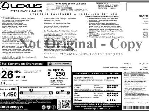 Used 2019 Lexus ES 350 w/ Premium Package FWD image 4