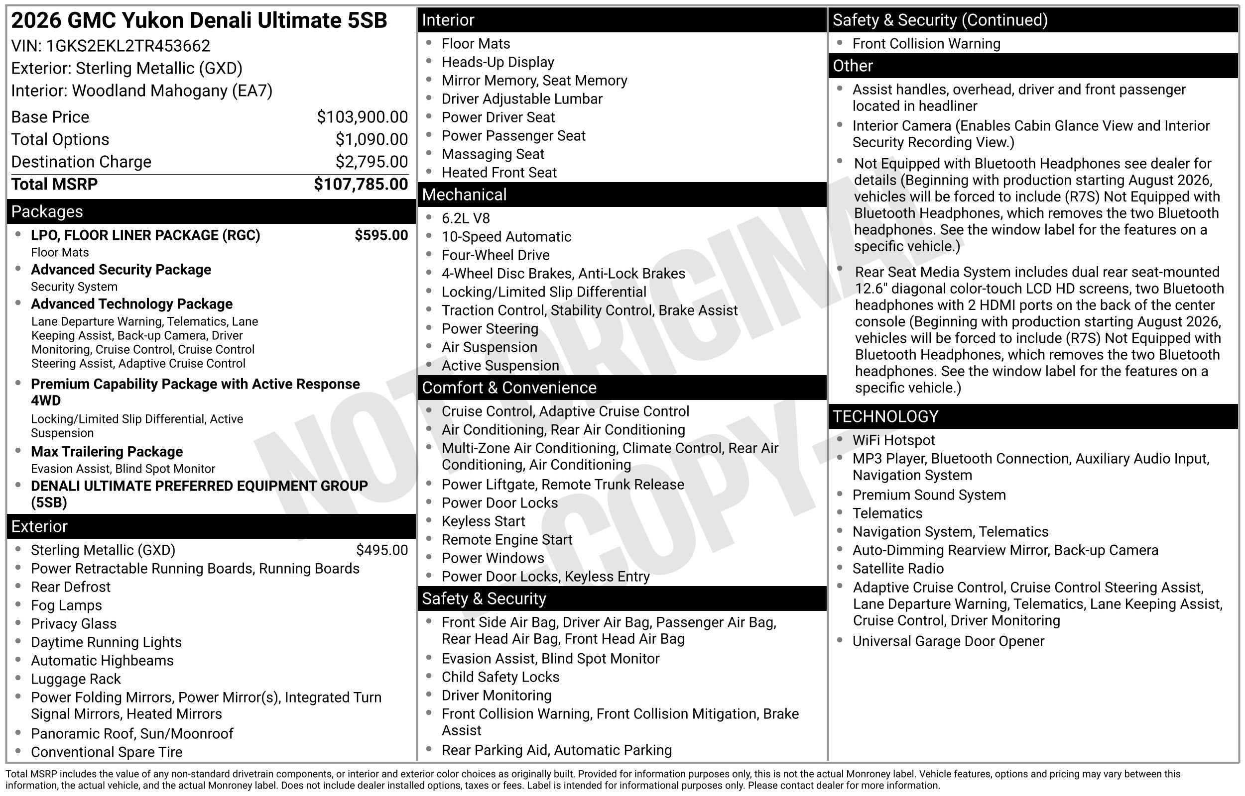 New 2026 GMC Yukon Denali Ultimate w/ LPO, Floor Liner Package AWD/4WD image 4