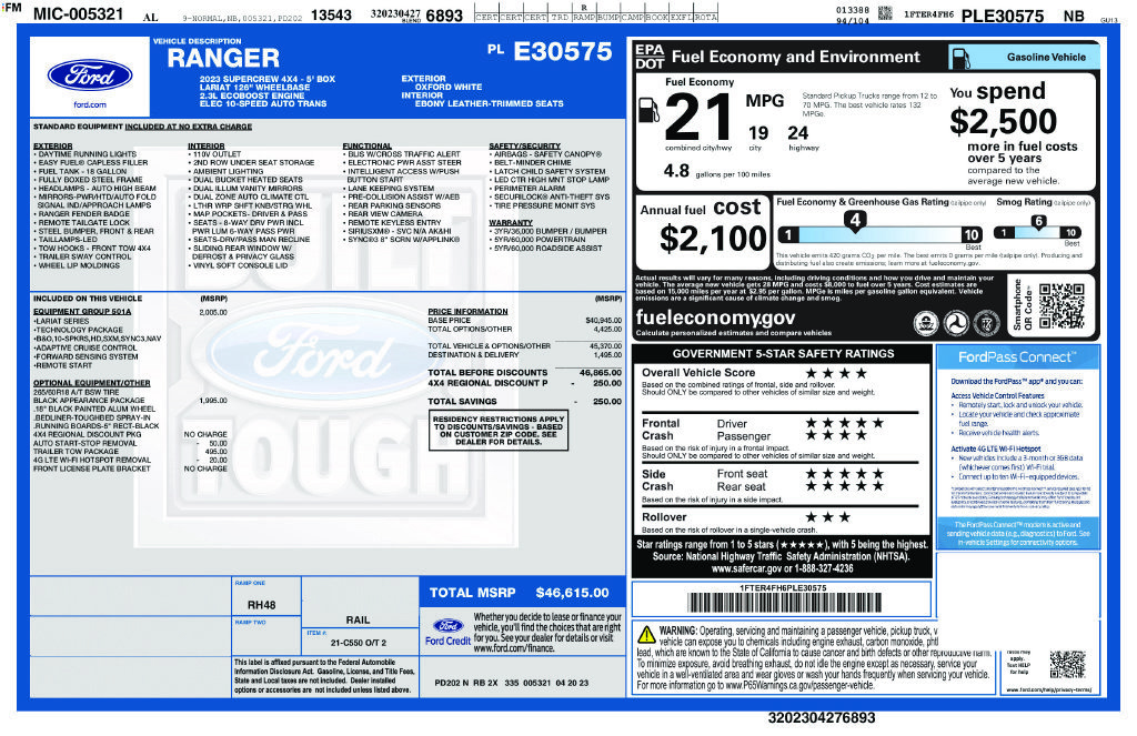 Used 2023 Ford Ranger Lariat w/ Equipment Group 501A High AWD/4WD image 27