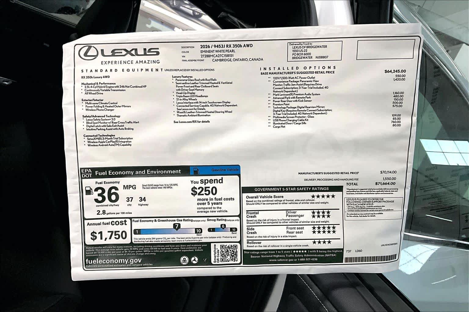 New 2026 Lexus RX 350 AWD/4WD image 14