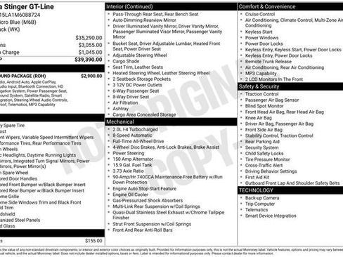 Certified 2021 Kia Stinger GT-Line w/ Sun & Sound Package image 35