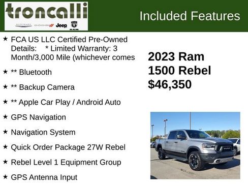 Certified 2023 RAM 1500 Rebel w/ Rebel Level 1 Equipment Group image 5