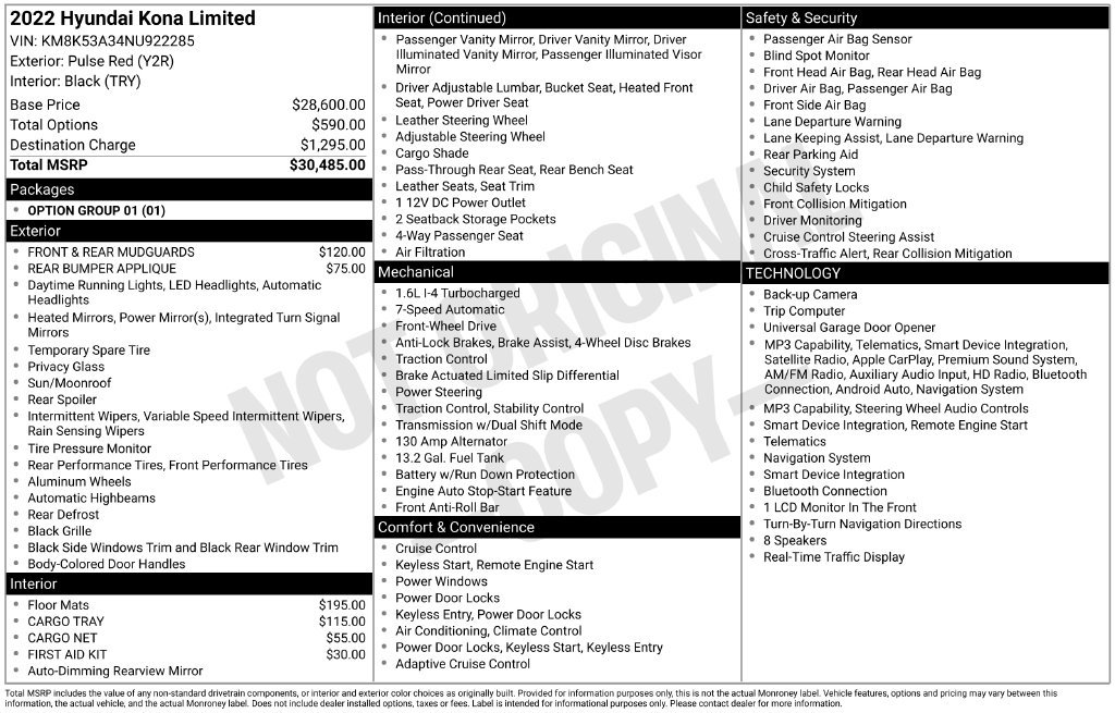 Certified 2022 Hyundai Kona Limited FWD image 24