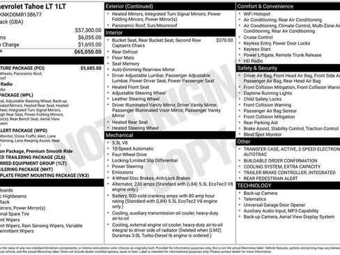 Used 2021 Chevrolet Tahoe LT w/ LT Signature Package AWD/4WD image 36