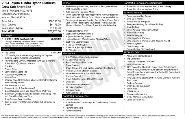 Used 2024 Toyota Tundra Platinum w/ TRD Off-Road Package AWD/4WD image 17