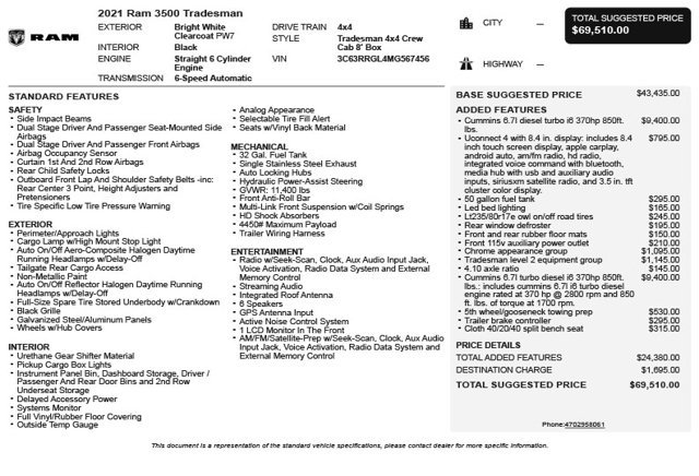 Used 2021 RAM 3500 Tradesman AWD/4WD image 3