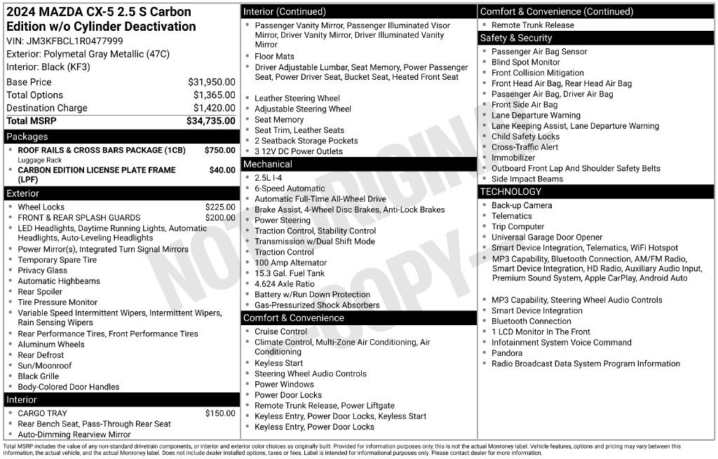 Used 2024 MAZDA CX-5 Carbon Edition AWD/4WD image 4
