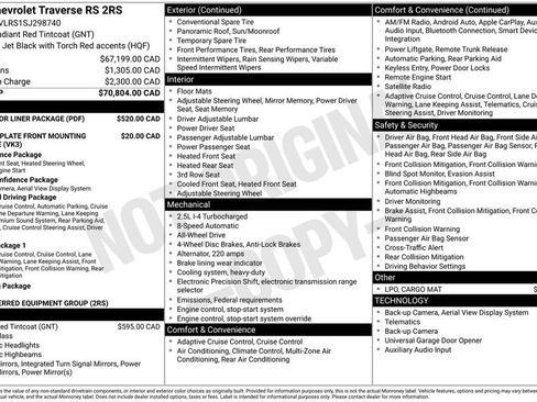 Used 2025 Chevrolet Traverse RS w/ LPO, Floor Liner Package AWD/4WD image 48