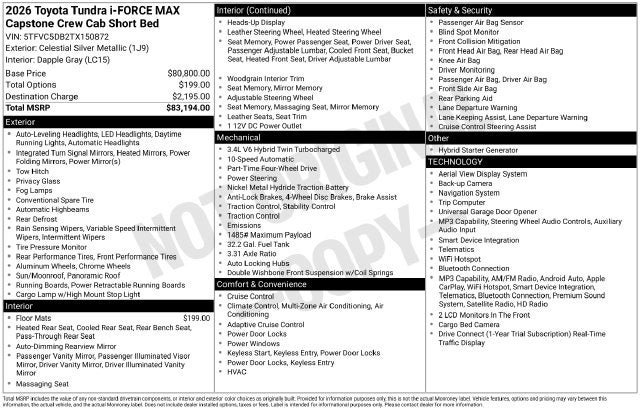 New 2026 Toyota Tundra Capstone AWD/4WD image 36