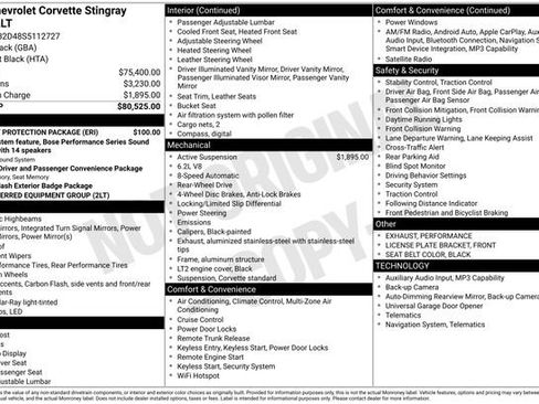 Certified 2025 Chevrolet Corvette Stingray Preferred Cpe w/ Battery Protection Package RWD image 9
