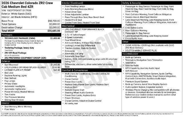 New 2026 Chevrolet Colorado ZR2 w/ Technology Package AWD/4WD image 34