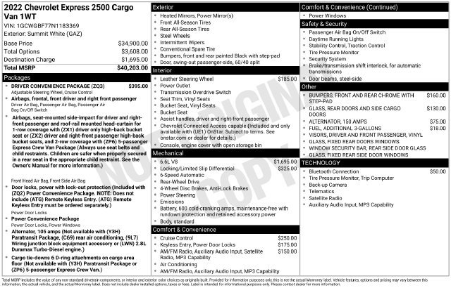 Used 2022 Chevrolet Express 2500 Extended w/ Driver Convenience Package RWD image 4
