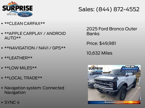 Used 2025 Ford Bronco Outer Banks w/ Sasquatch Package AWD/4WD image 13