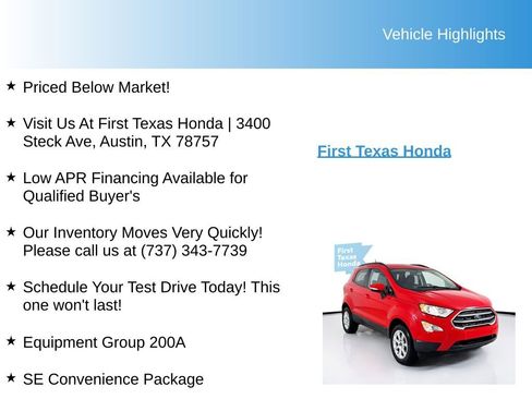 Used 2020 Ford EcoSport SE w/ SE Convenience Package image 9