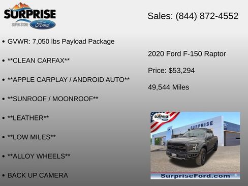Used 2020 Ford F150 Raptor w/ Equipment Group 802A Luxury AWD/4WD image 17