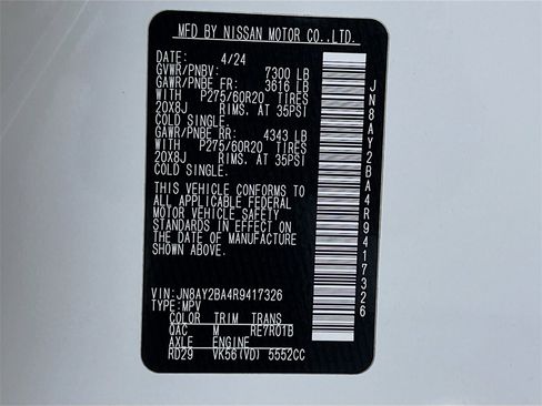 Used 2024 Nissan Armada SL w/ Captain's Chairs Package image 34