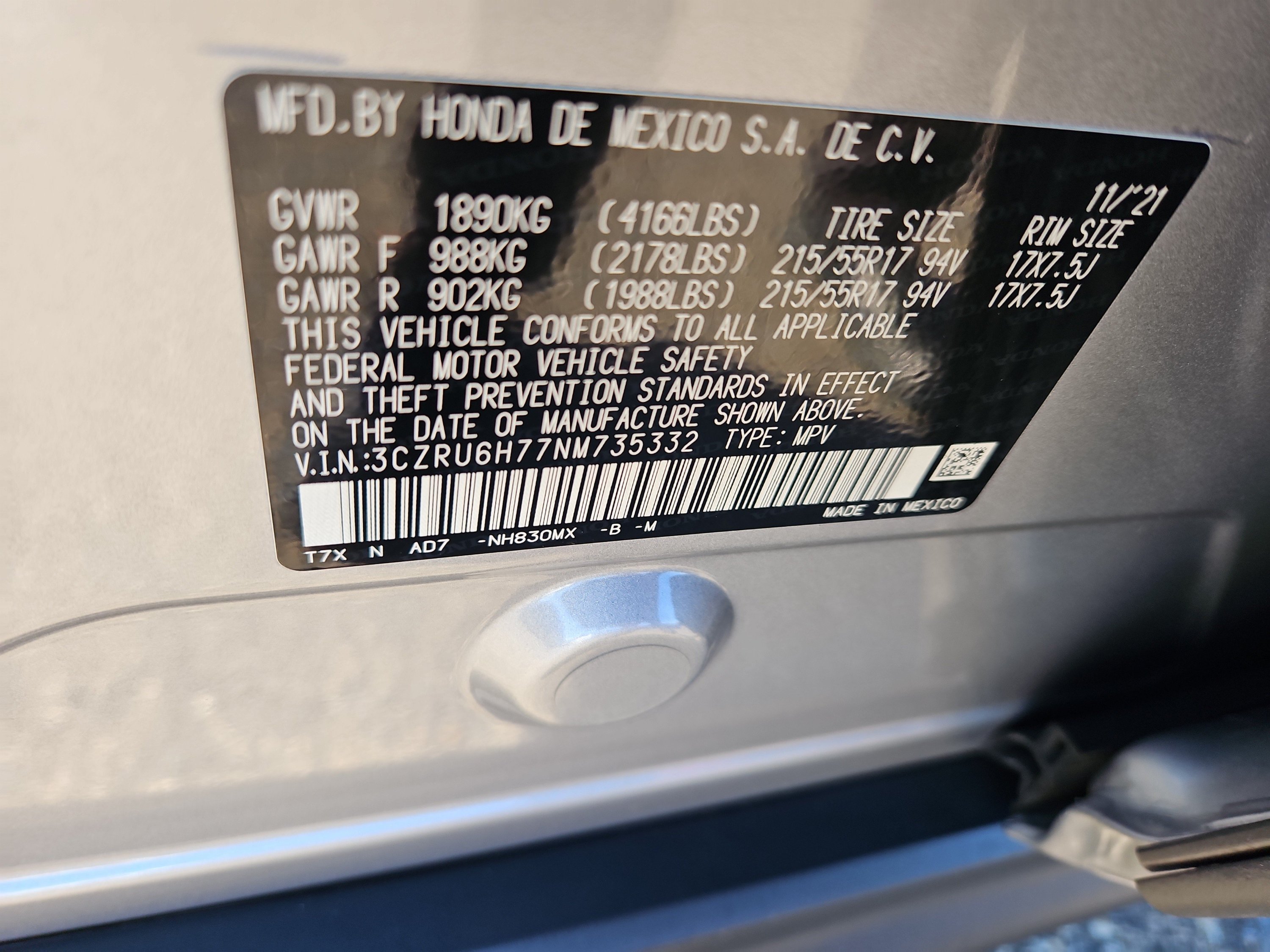 Certified 2022 Honda HR-V EX-L image 7