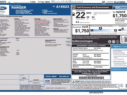 Used 2019 Ford Ranger Lariat w/ Equipment Group 501A Mid AWD/4WD image 29