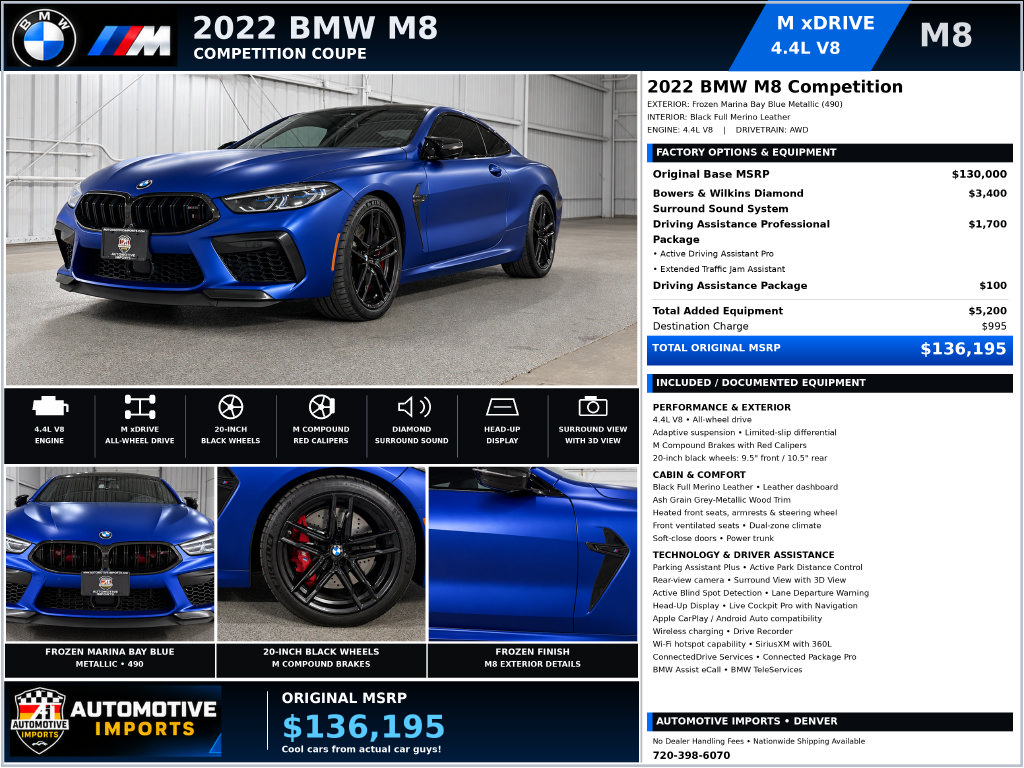 Used 2022 BMW M8 Competition AWD/4WD image 2