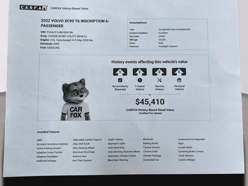 Certified 2022 Volvo XC90 T6 Inscription w/ Climate Package image 1