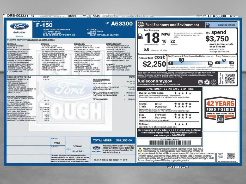 Used 2020 Ford F150 Platinum w/ Equipment Group 701A Luxury AWD/4WD image 5