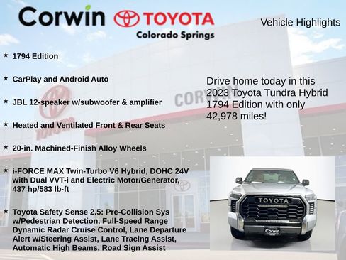 Used 2023 Toyota Tundra 1794 Edition AWD/4WD image 6