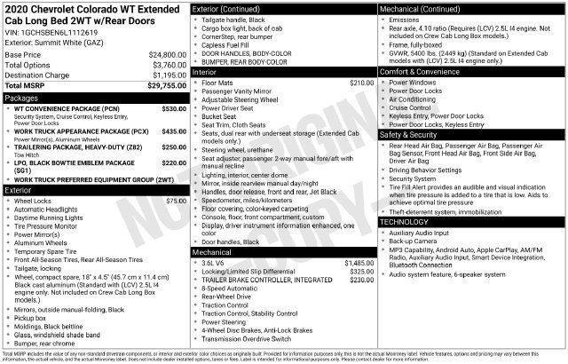 Used 2020 Chevrolet Colorado W/T w/ WT Convenience Package RWD image 4