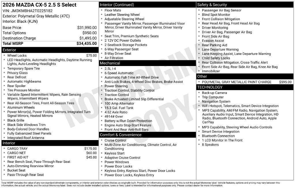 New 2026 MAZDA CX-5 Select AWD/4WD image 34