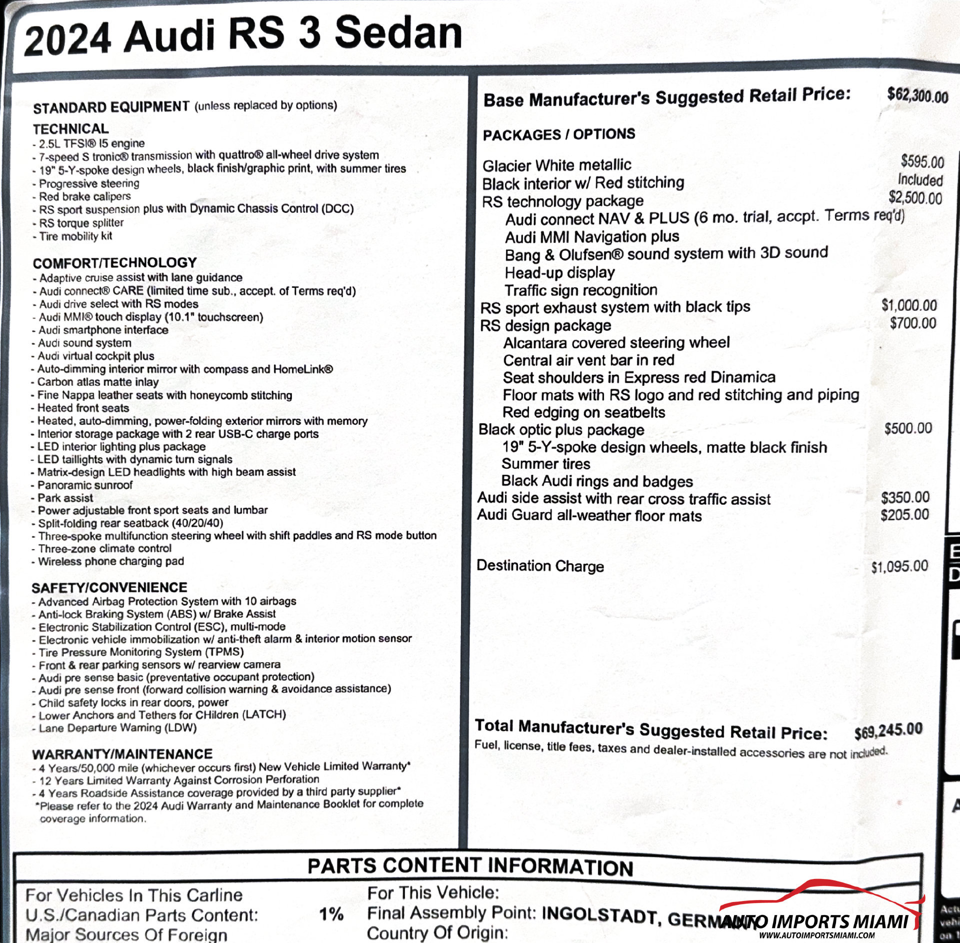 Used 2024 Audi RS 3 AWD/4WD image 82