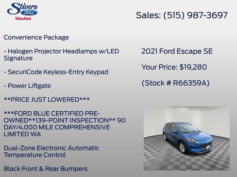 Used 2021 Ford Escape SE w/ Convenience Package FWD image 22