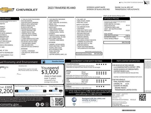 Used 2023 Chevrolet Traverse RS w/ LPO, Floor Liner Package AWD/4WD image 13