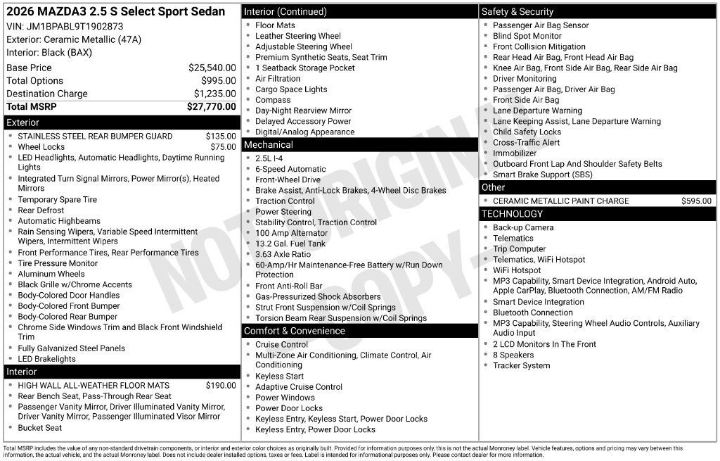 New 2026 MAZDA MAZDA3 s Sport FWD image 35