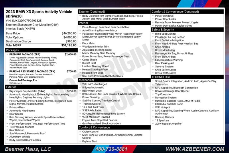 Used 2023 BMW X3 sDrive30i w/ Premium Package RWD image 3