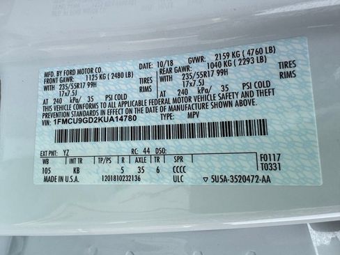 Certified 2019 Ford Escape SE AWD/4WD image 38