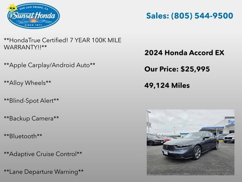 Certified 2024 Honda Accord EX image 6