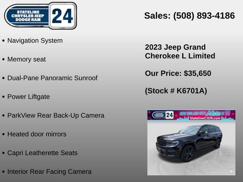 Used 2023 Jeep Grand Cherokee L Limited w/ Black Appearance Package AWD/4WD image 5